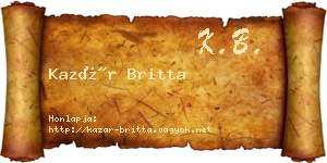 Kazár Britta névjegykártya